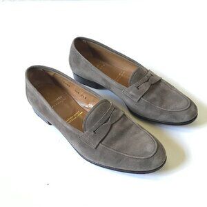 Gravati Suede Penny Loafers Shoes Womens 7.5 Taupe Slip On Leather Flats 4406